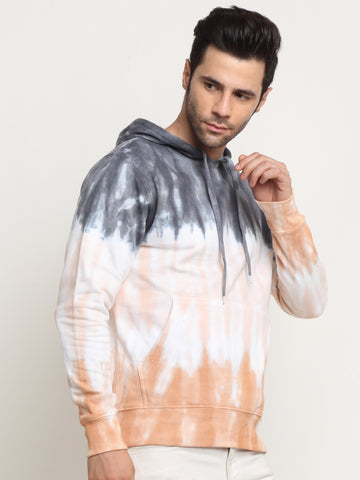 Horizonatal Pattern, Men Combed Cotton Tie & Dye Multi Color Sweatshirt