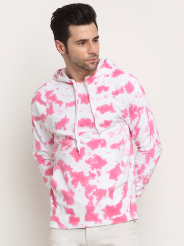 Artistic Style, Men Combed Cotton Tie & Dye Pink Sweatshirt
