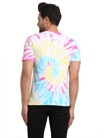 Spiral Pattern, Men Combed Cotton Tie & Dye Multicoloured T-Shirt