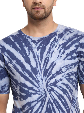 Spiral  Pattern, Men Combed Cotton Tie & Dye Grey T-Shirt
