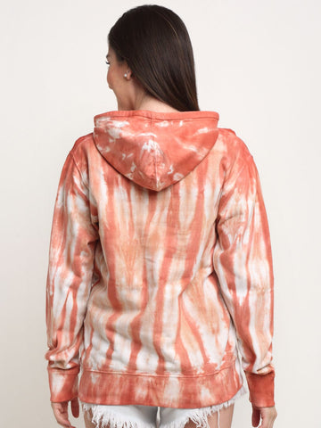 Vertical Pattern, Women Combed Cotton Tie & Dye      Orange Sweatshirt