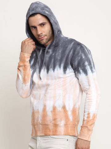 Horizonatal Pattern, Men Combed Cotton Tie & Dye Multi Color Sweatshirt