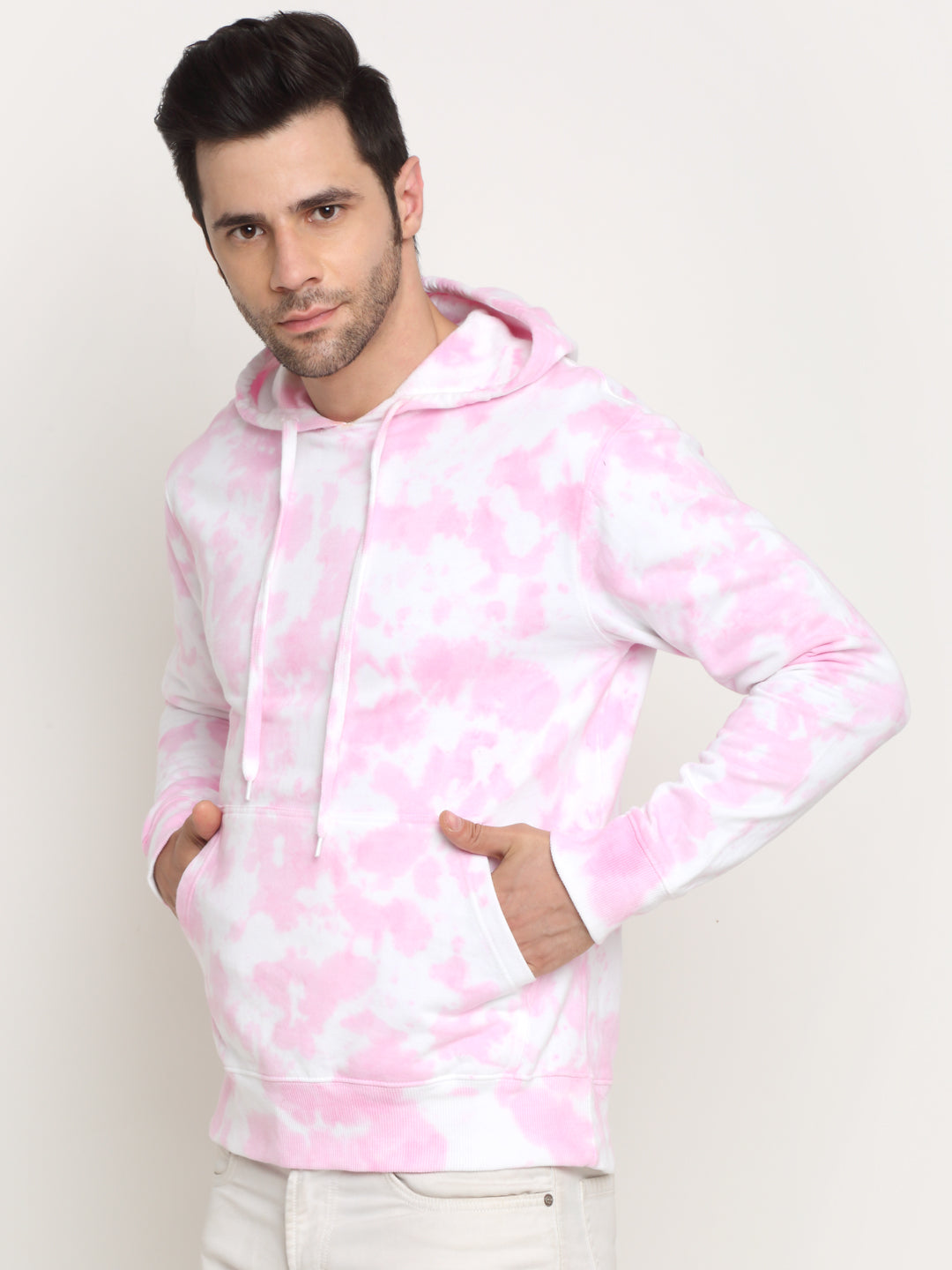 Versatile Pattern, Men's Combed Cotton Tie-Dye Pink Sweatshirt