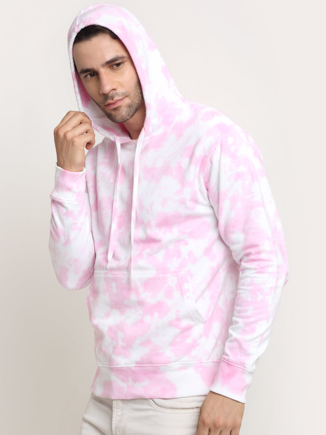 Versatile Pattern, Men's Combed Cotton Tie-Dye Pink Sweatshirt