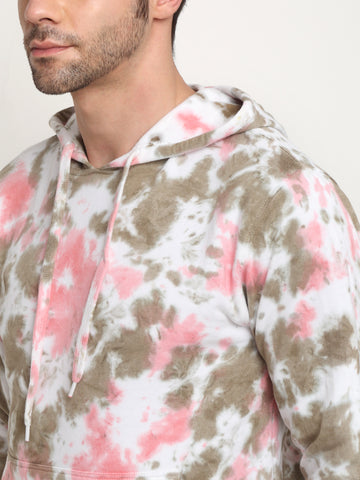 Patchy Pattern, Men Combed Cotton Tie & Dye Multi-Color Sweatshirt