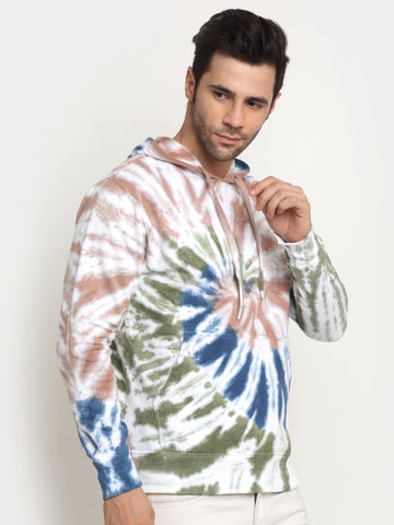 Spiral Pattern, Men Combed Cotton Tie & Dye Multi Color Sweatshirt