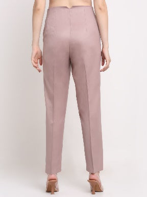 Women Viscose Lycra Solid Mauve trousers