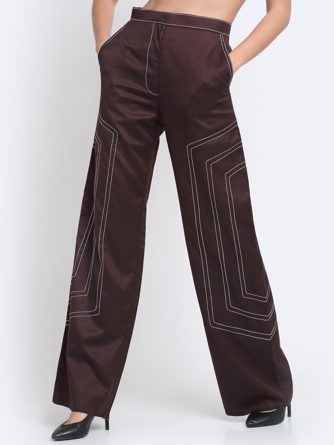 Women Formal Brown Trousers