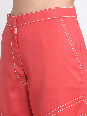 Women Formal Pink Trousers