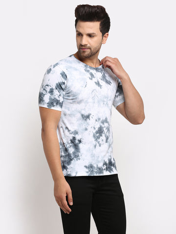 Men Round Neck multi-coloured sustainable tie dyed t shirt