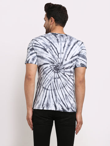 Men Dyed Black printed cotton t-shirt