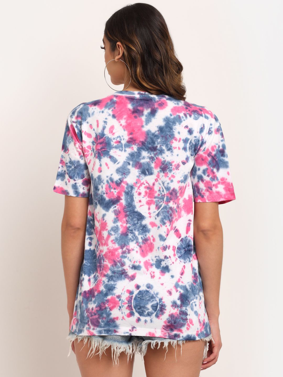 Patchy Pattern, Women Combed Cotton Tie dye multicoloured T-Shirt