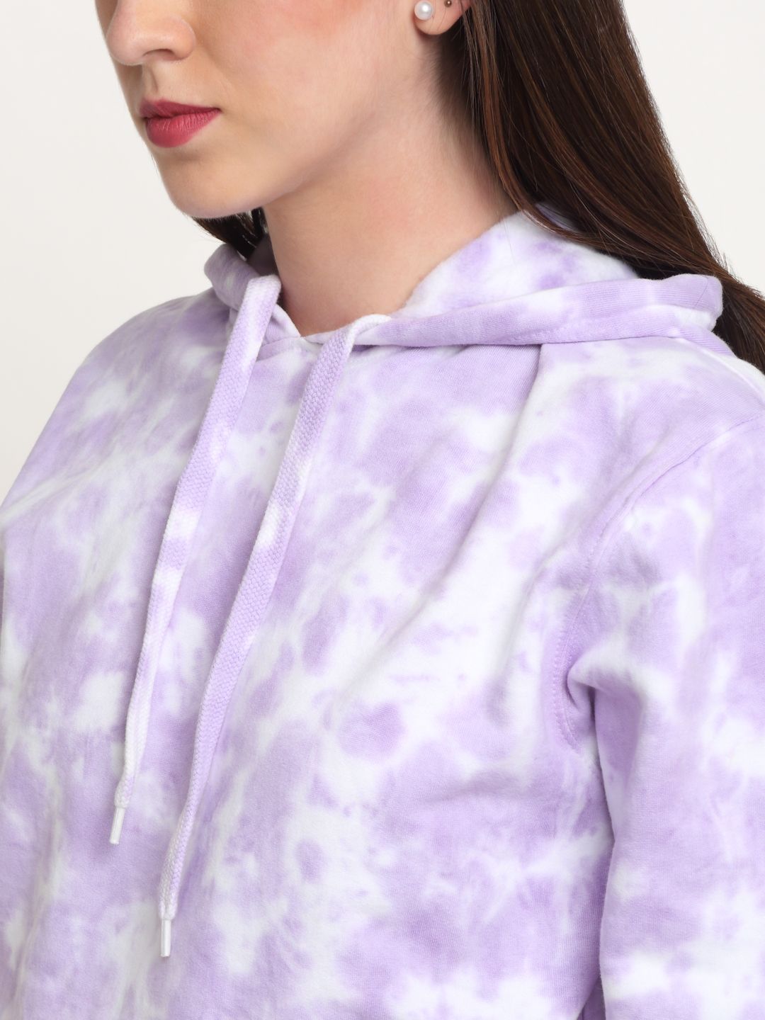 Abstract Pattern, Women Combed Cotton Tie & Dye Purple Sweatshirt