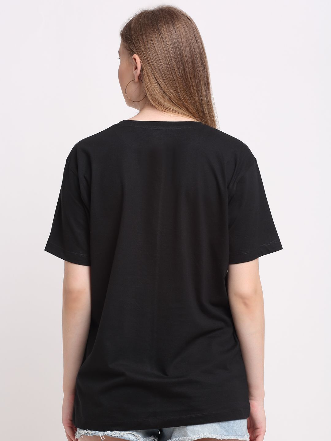 Minimalistic Pattern,  Women Combed Cotton Black T-Shirt