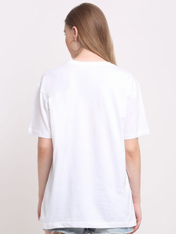 Minimalistic Pattern, Women Combed Cotton White T-Shirt