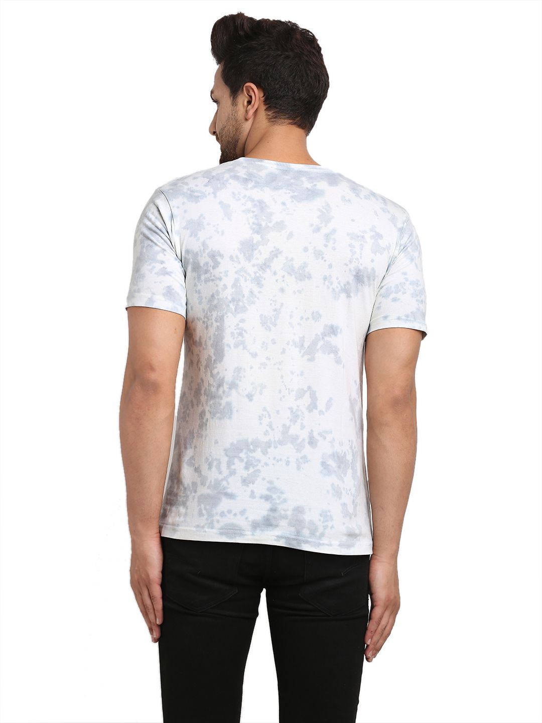 Abstract Pattern, Men Combed Cotton Tie & Dye Grey T-Shirt