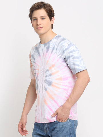 Circular Pattern, Men Combed Cotton Tie & Dye Multicoloured T-Shirt