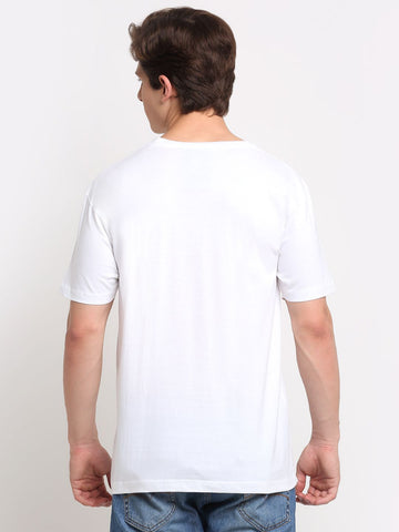 Minimalistic Pattern, Men Combed Cotton White T-Shirt