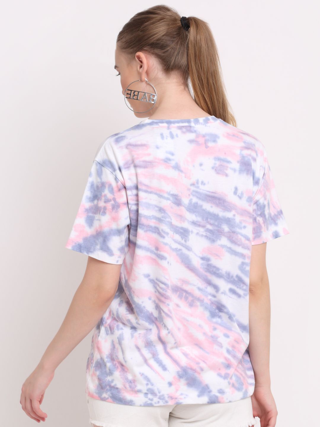 Diagonal Pattern, Women Combed Cotton Tie dye multicoloured T-Shirt