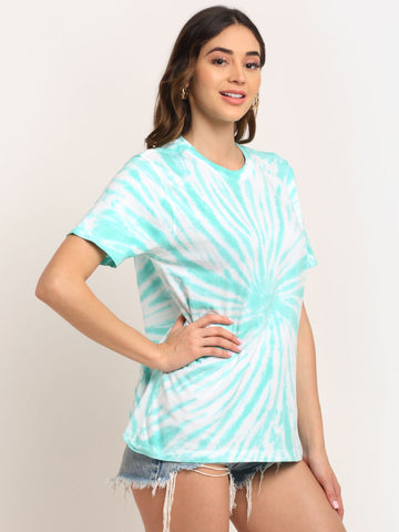 Patch Pattern, Women Combed Cotton Tie & Dye Multicoloured T-Shirt
