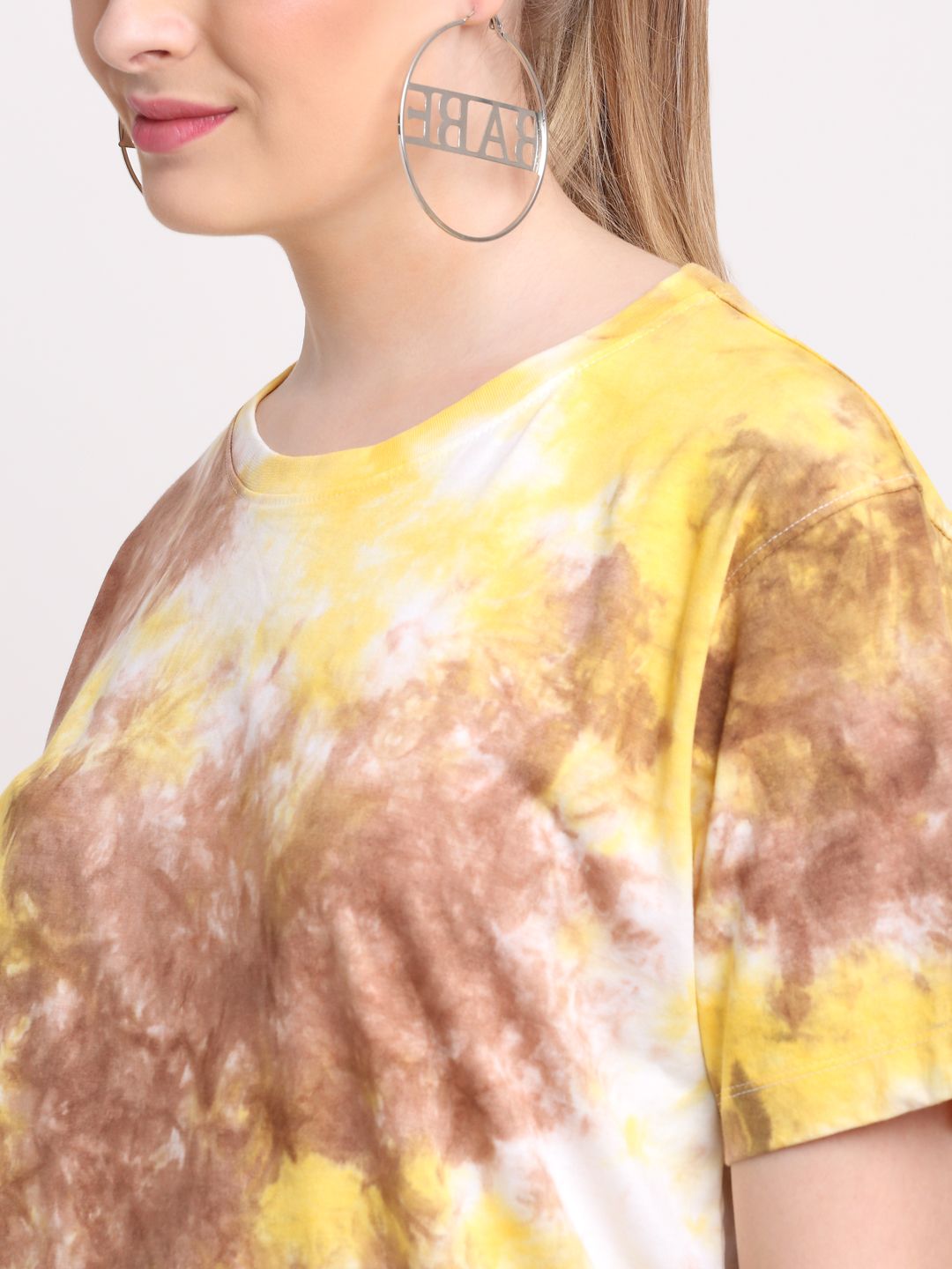 Abstract Pattern, Women Combed Cotton Tie dye multicoloured T-Shirt