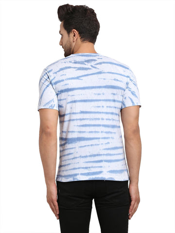 Horizontal Pattern, Men Combed Cotton Tie & Dye Grey  T-Shirt