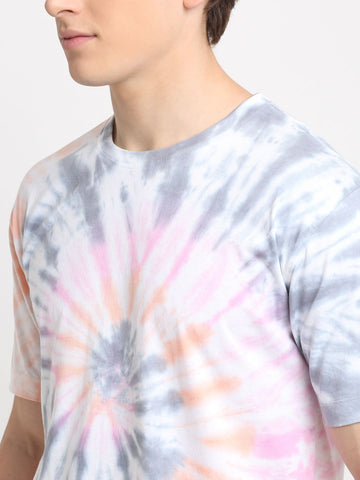 Circular Pattern, Men Combed Cotton Tie & Dye Multicoloured T-Shirt