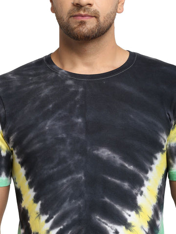 Horizontal Pattern, Men Combed Cotton Tie & Dye Multicoloured T-Shirt