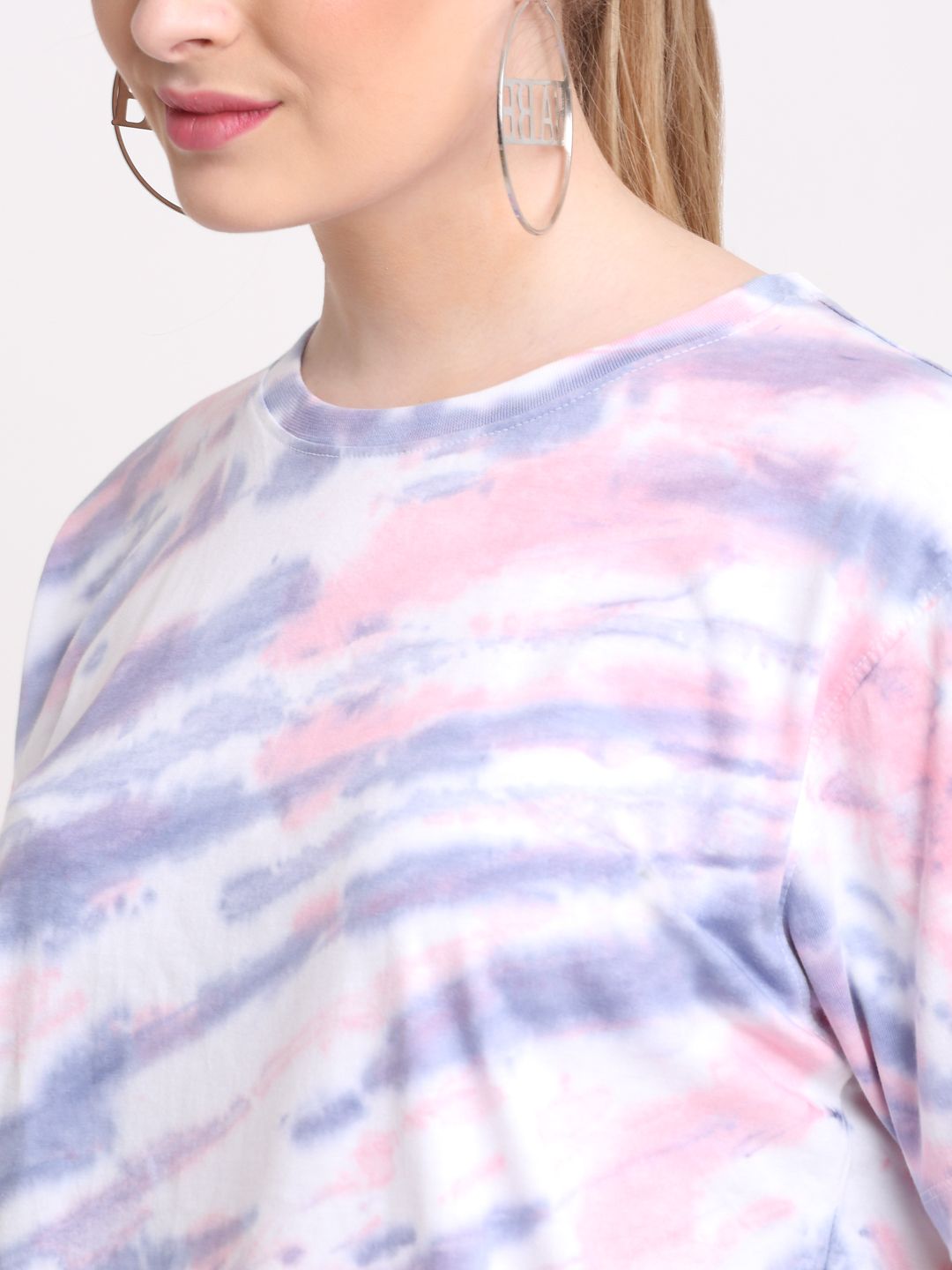 Diagonal Pattern, Women Combed Cotton Tie dye multicoloured T-Shirt