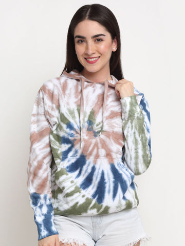Spiral Pattern, Women Combed Cotton Tie & Dye      Multi Color Sweatshirt