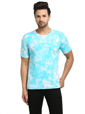 Abstract Pattern, Men Combed Cotton Tie & Dye Blue  T-Shirt