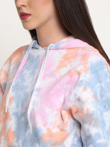Abstract Pattern, Women Combed Cotton Tie & Dye      Multi-Color Sweatshirt