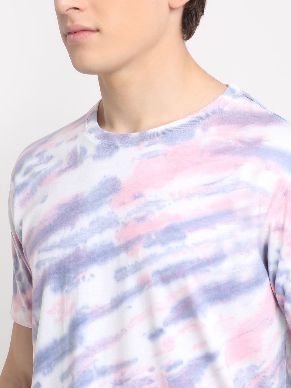Diagonal Pattern, Men Combed Cotton Tie & Dye Multicoloured T-Shirt
