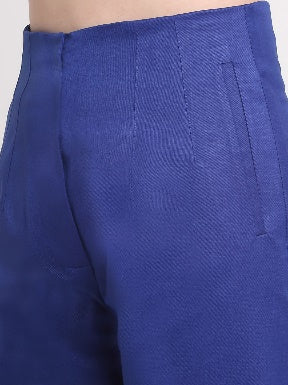 Women Viscose Lycra Solid Blue trousers